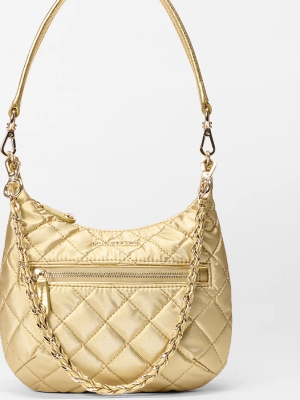 MZ WALLACE NWT LIGHT GOLD PEARLY MINI CROSBY SIENNA